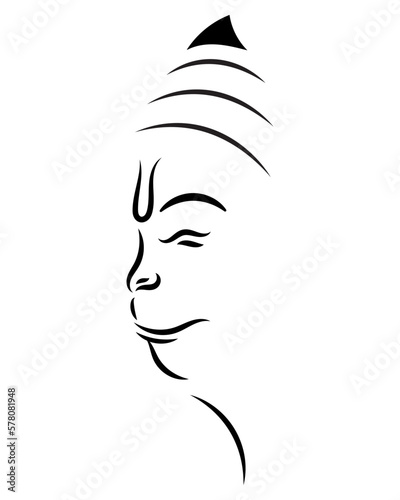silhouette of Lord Hanuman face vector illustration photo