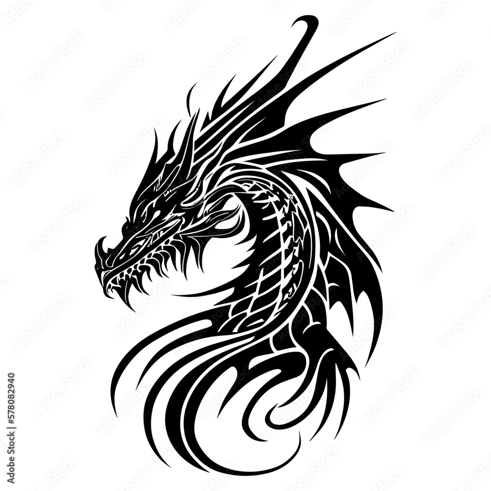 Dragon Tribal Tattoo Logo for Strength and Power Unleash Your Inner Fire