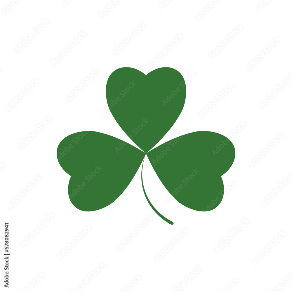 Clover icon, isolated shamrock on white background, St. Patricks Day sign, clover with three leaf, vector illustration Clover icon, isolated shamrock on white background, St. Patricks Day sign, clover with three leaf, vector illustration