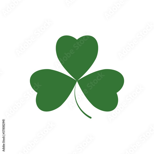 Clover icon, isolated shamrock on white background, St. Patricks Day sign, clover with three leaf, vector illustration