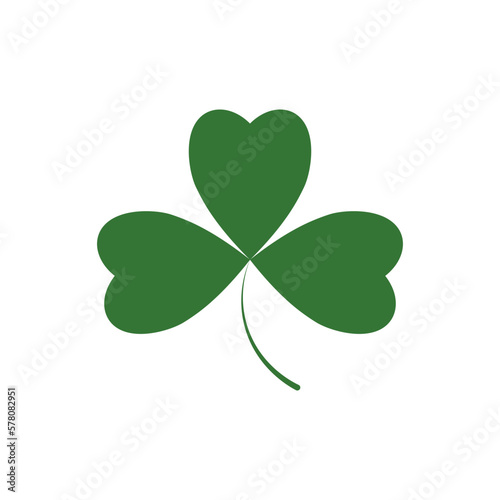 Clover icon, isolated shamrock on white background, St. Patricks Day sign, clover with three leaf, vector illustration