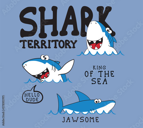 Cute cartoon shark characters