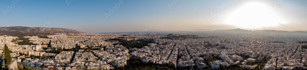 Panoramic view of all Athens at sunset, Greece