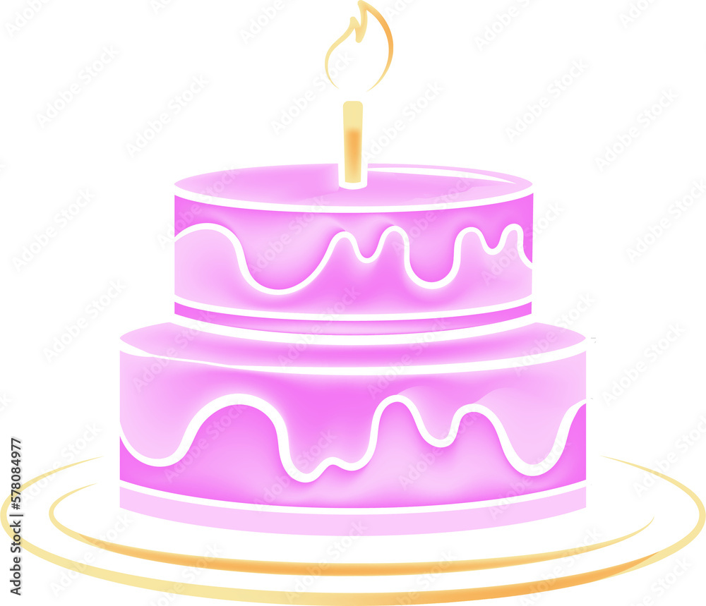 Pink birthday cake with a candle.
Pink birthday cake with a candle.
