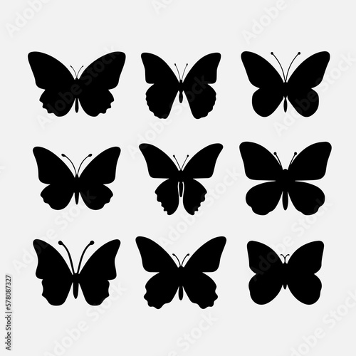 set of butterflies silhouettes svg vector illustration