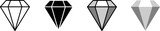 Basic Diamond Jewel Symbol Icon Set. Vector Image.
