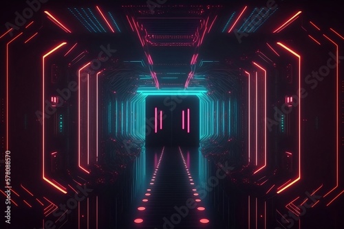 Neon lights background with Generative AI technology