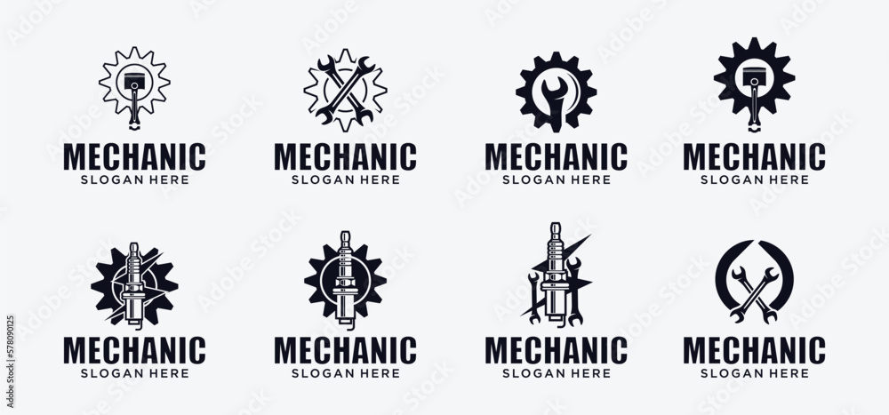 Mechinical Logo Mechanical technology logo, gear and piston combination logo symbol ...