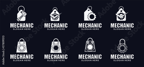 Auto parts discount logo, mechanic logo, spare parts combination logo, auto parts logo.