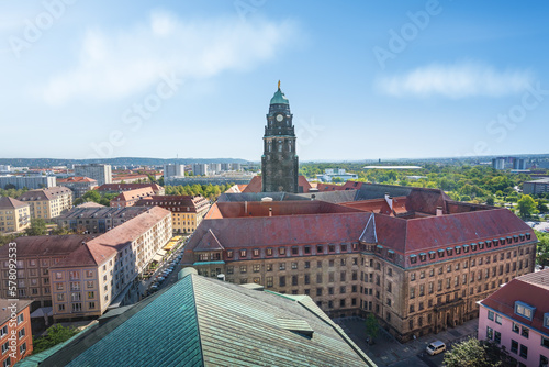 Aerial view of Dresden New Town Hall - Dresden, Soxony, Germany photo