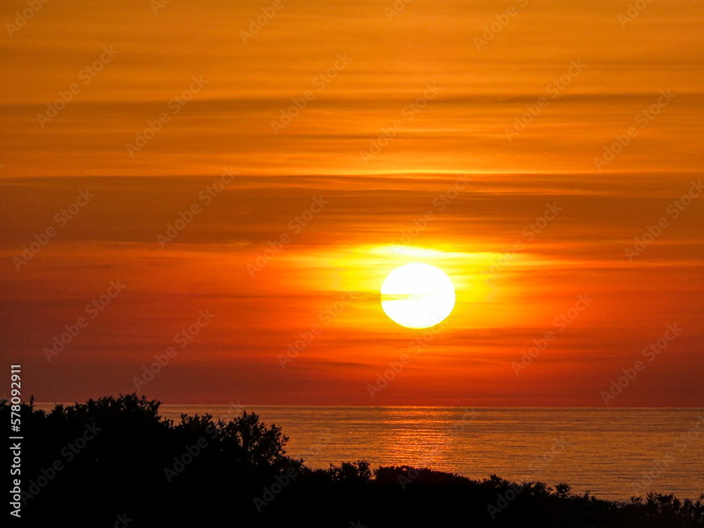 Sunrise over the Mediterrean Ocean from Punta Prima, Menorca