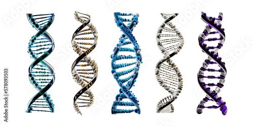 Set of DNA genome structure isolated on white background - Generative AI Fototapet