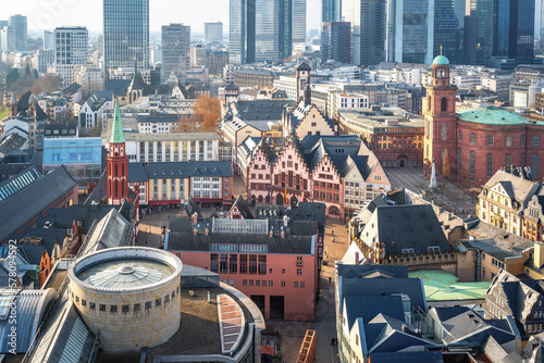 Aerial view of Romerberg Square and buildings - Frankfurt, Germany photo