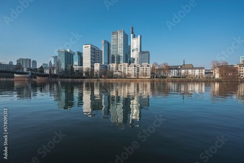 Frankfurt skyline with Main River reflection - Frankfurt  Germany