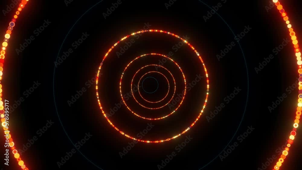 Particle Circle Tunel Animation On Dark Black Background, Circle Shape Particle Animation And Dancing, Futuristic Circle Dot Moving Background	