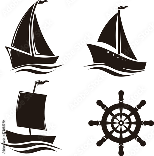 set of ships logo vector illustrations
