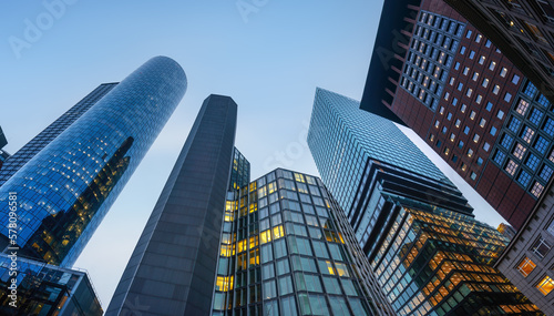 Bottom-Up view of Frankfurt Modern Buildings - Frankfurt  Germany