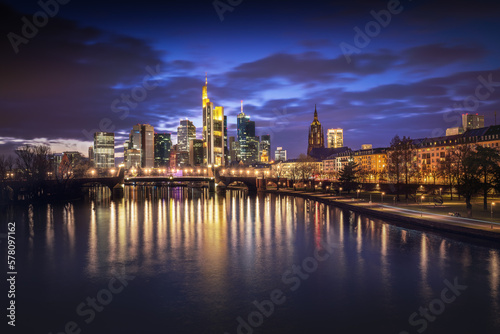 Frankfurt skyline at night - Frankfurt, Germany © diegograndi