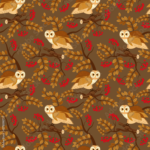 seamless pattern with owl birds