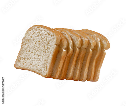 slice baked toast bread isolated on transparent layered background.