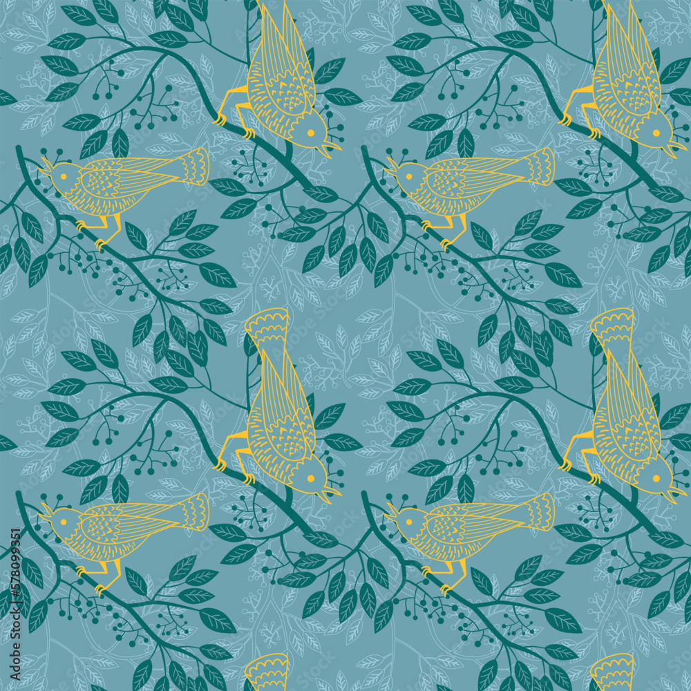 seamless pattern background with birds in trees seamless pattern background with birds in trees