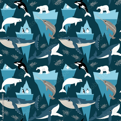 seamless pattern with arctic animals