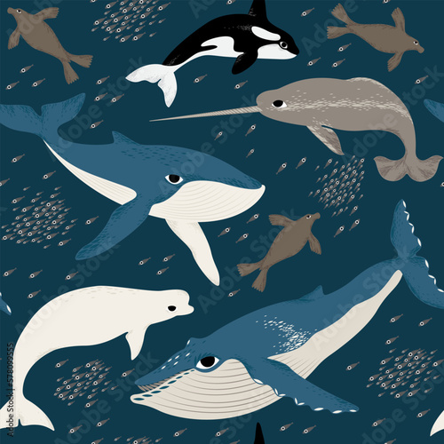 seamless pattern with arctic animals