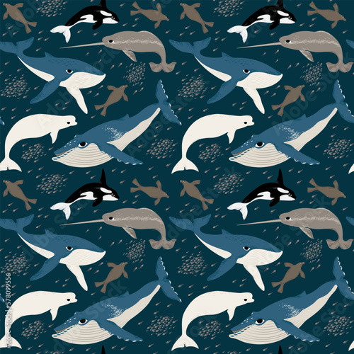 seamless pattern with arctic animals