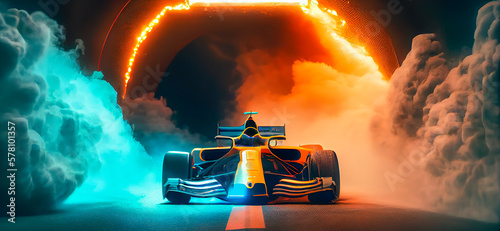 Formula 1 car in the wind tunnel. Created with generative artificial intelligence