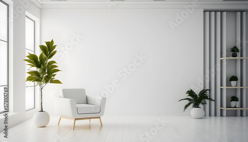 Contemporary Armchair in White Space-ai generative photo