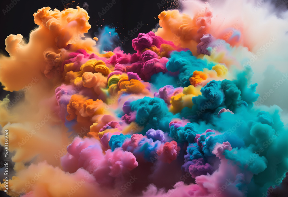 Colorful smoke background textures with black backdrop