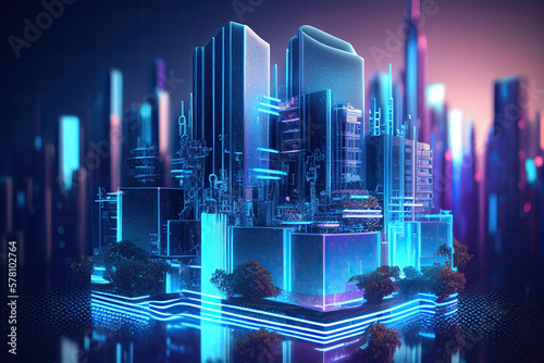 Hologram of a city, Generative AI