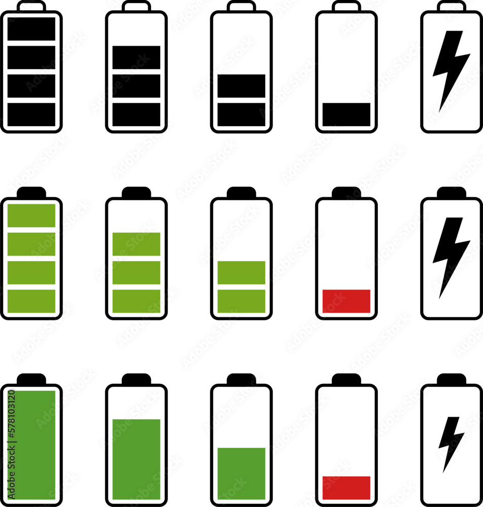 Battery charge level indicator. Battery icon set. battery charge level. Battery charge level indicator. Battery icon set. battery charge level.