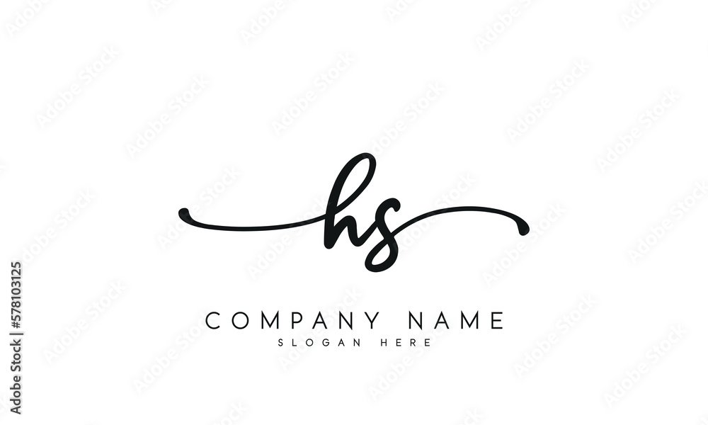 Handwriting letter hs logo design on white background. Stock Vector ...