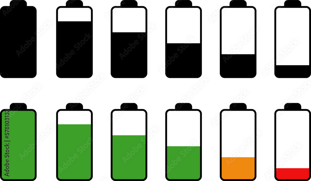 Battery charge level indicator. Battery icon set. battery charge level. Battery charge level indicator. Battery icon set. battery charge level.