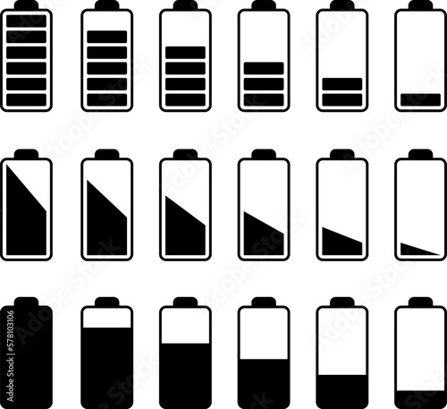 Battery charge level indicator. Battery icon set. battery charge level.