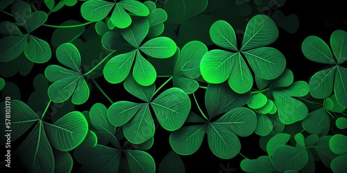 Green clover background. Generative AI