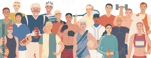 Group of sportsmen. Team and individual sports.