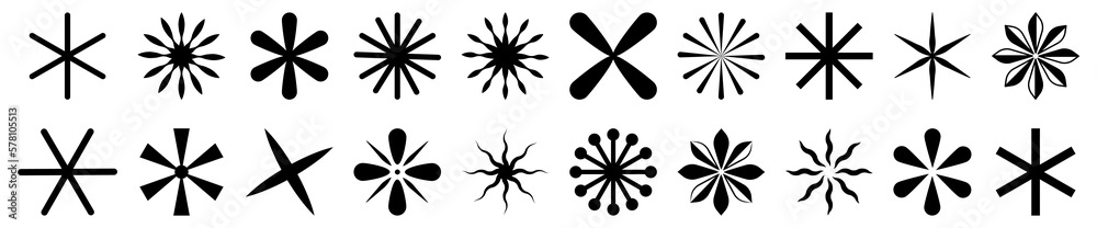 Asterisk icons set. Vector illustration isolated on white background - obrazy, fototapety, plakaty 