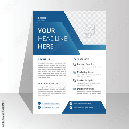 modern Template vector design for Brochure, Annual business, Poster, Corporate Presentation, Portfolio, Flyer, layout modern with gradient blue color size A4. white background. space for photo