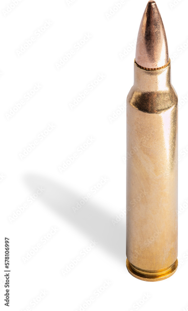 Shadow falling away from an assault rifle cartridge Shadow falling away from an assault rifle cartridge