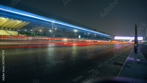 Abstract movement blur of car traffic with long exposure on Cairo street © Syaifur Rohman
