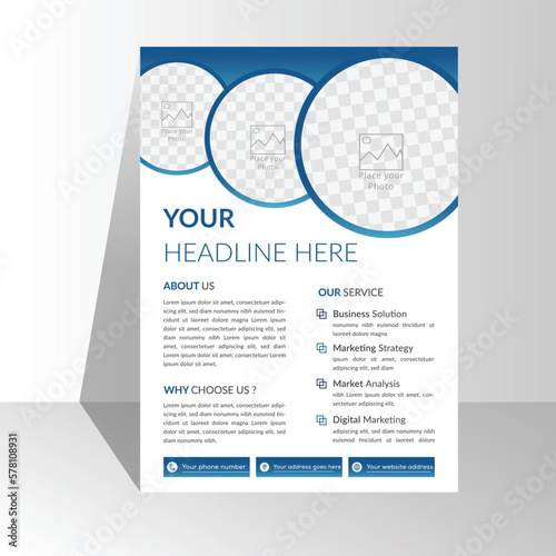 modern Template vector design for Brochure, Annual business, Poster, Corporate Presentation, Portfolio, Flyer, layout modern with gradient blue color size A4. white background. space for photo image
