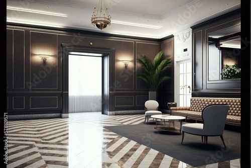 Luxury hotel lobby interior design © Олег Фадеев