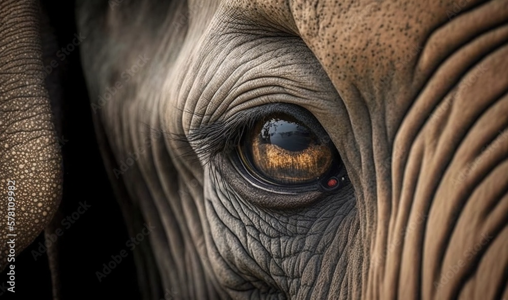 a close up of an elephant's eye with a black background. generative ai a close up of an elephant's eye with a black background. generative ai