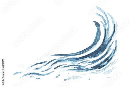 watercolor wave hand drawn illustration blue abstract nice drawing