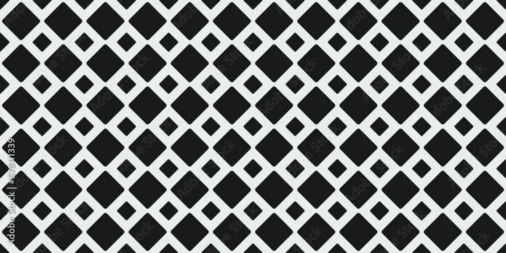 Black rhombus tiles. Vector seamless primitive tile. Print for interior and design, pillows, notebooks, textiles, wallpaper, packaging.
