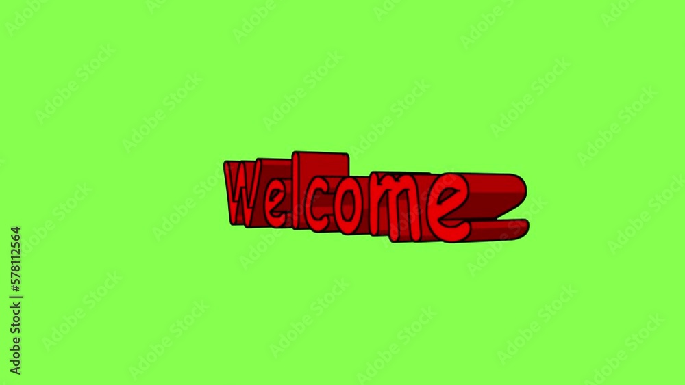 Welcome. Text. 3d video animation. Background with green chroma key background video 4k looped new Welcome. Text. 3d video animation. Background with green chroma key background video 4k looped new