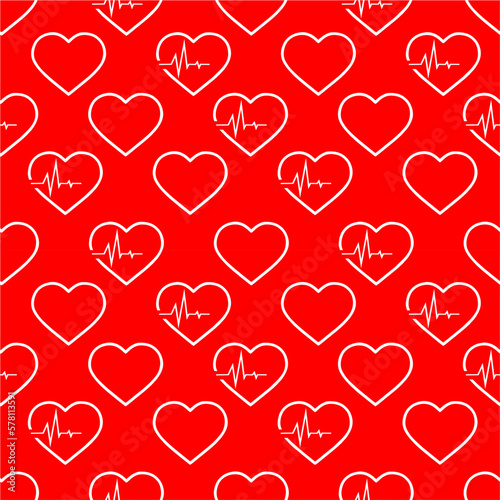 simple seamless pattern of white hearts on a red background  texture  design