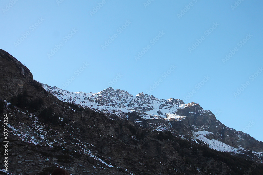 snow covered mountain peaks